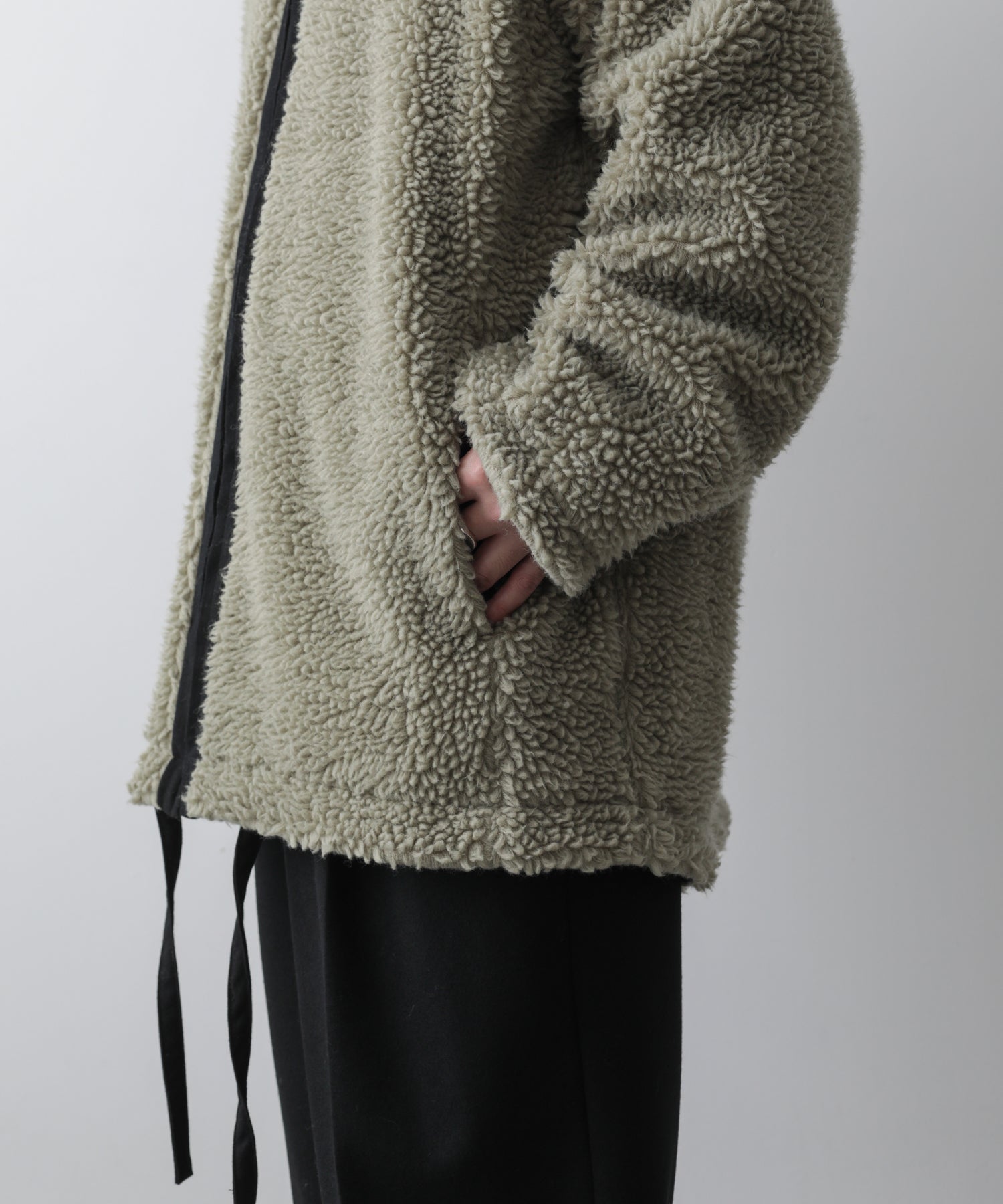Wool Boa Zip Long Jacket