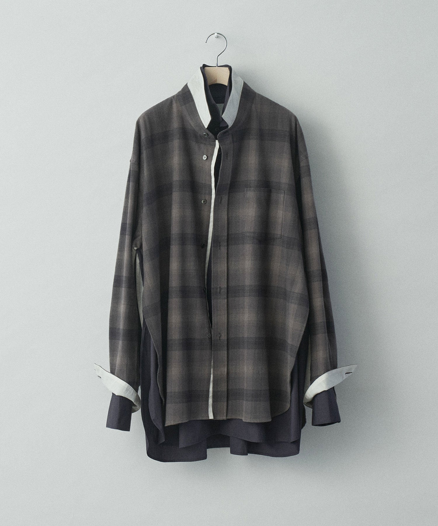 22aw Oversized Layered Flannel Shirt-