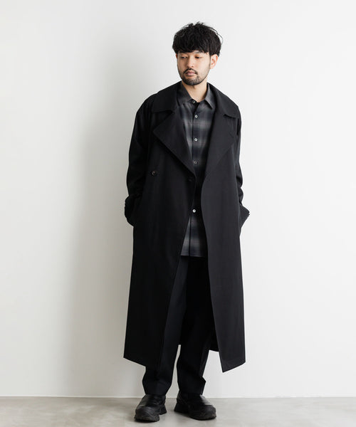 Stein OVERSIZED DOUBLE BUTTON COAT black - ステンカラーコート